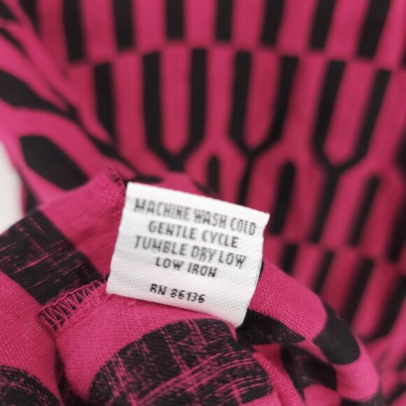 NEW BRYN WALKER Linen Shirt Fuchsia Pink Black Geometric OVERSIZED Size 1X - Picture 9 of 9